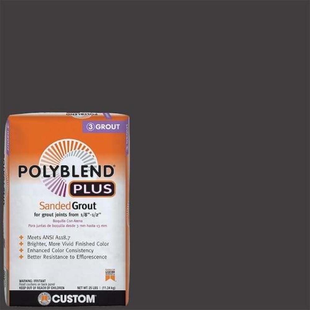 Custom Polyblend Plus Sanded Grout Charcoal 60 25lb Bag PBPS6025